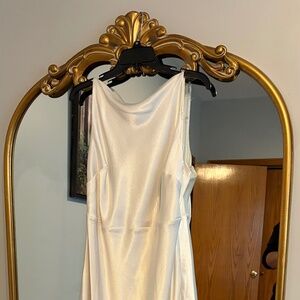 Crinkle Satin White Dress